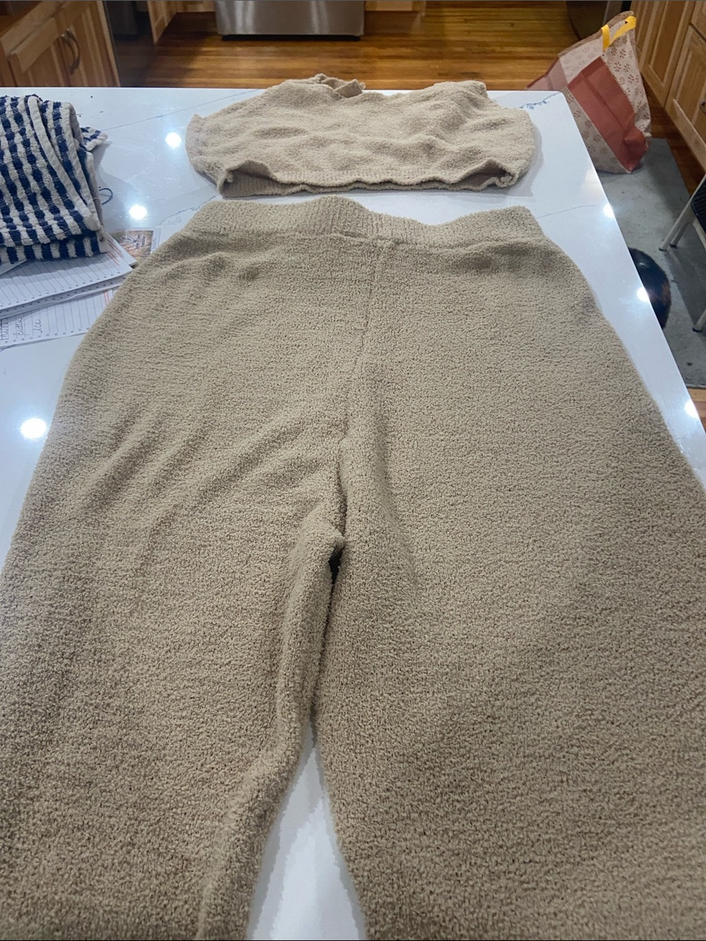 Women's Wide-Leg Cozy Knit Pants in Tan